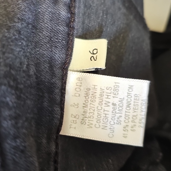 Rag & Bone High Rise Skinny Jeans Distressed Knees/Raw Hem Dark Gray Siz… - Picture 11 of 13